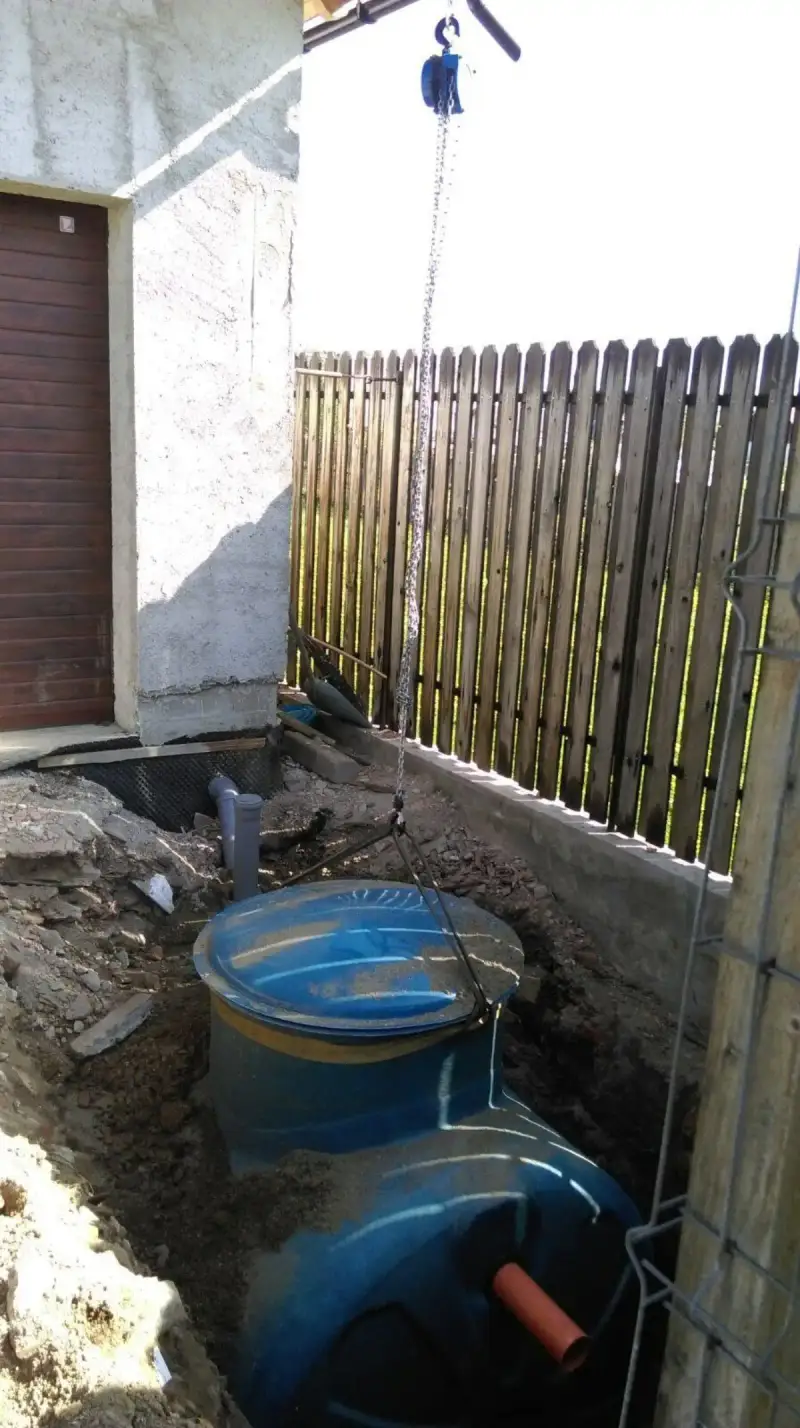 Stație de epurare fibră de sticlă ECO TANK, vedere laterală
