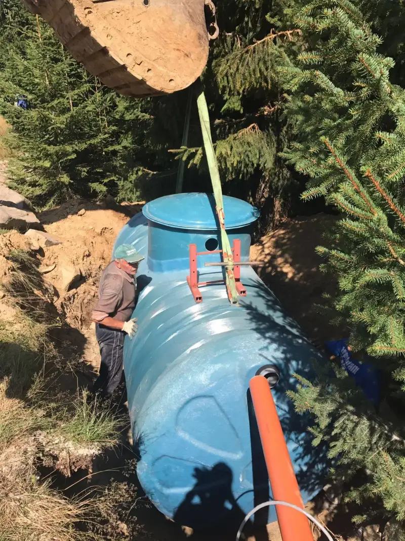 Stație de epurare fibră de sticlă ECO TANK, vedere laterală