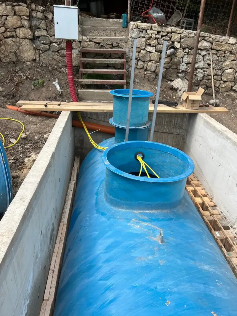 Stație de epurare fibră de sticlă ECO TANK, vedere laterală